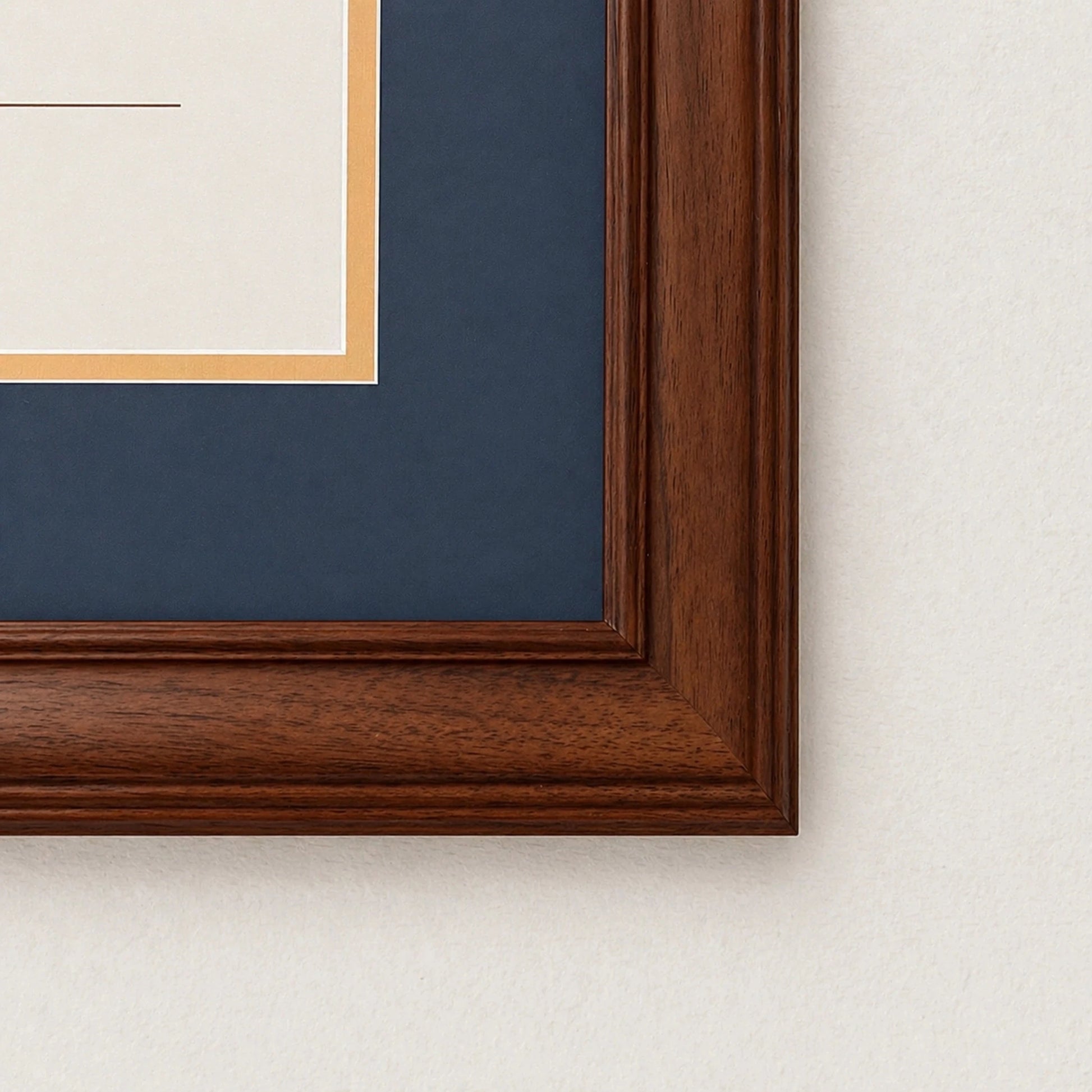 Premium frame product - Solid black walnut diploma frame with archival UV acrylic  - FrameCert