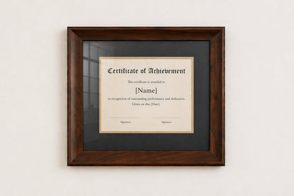 Premium frame product - Solid black walnut diploma frame with archival UV acrylic  - FrameCert