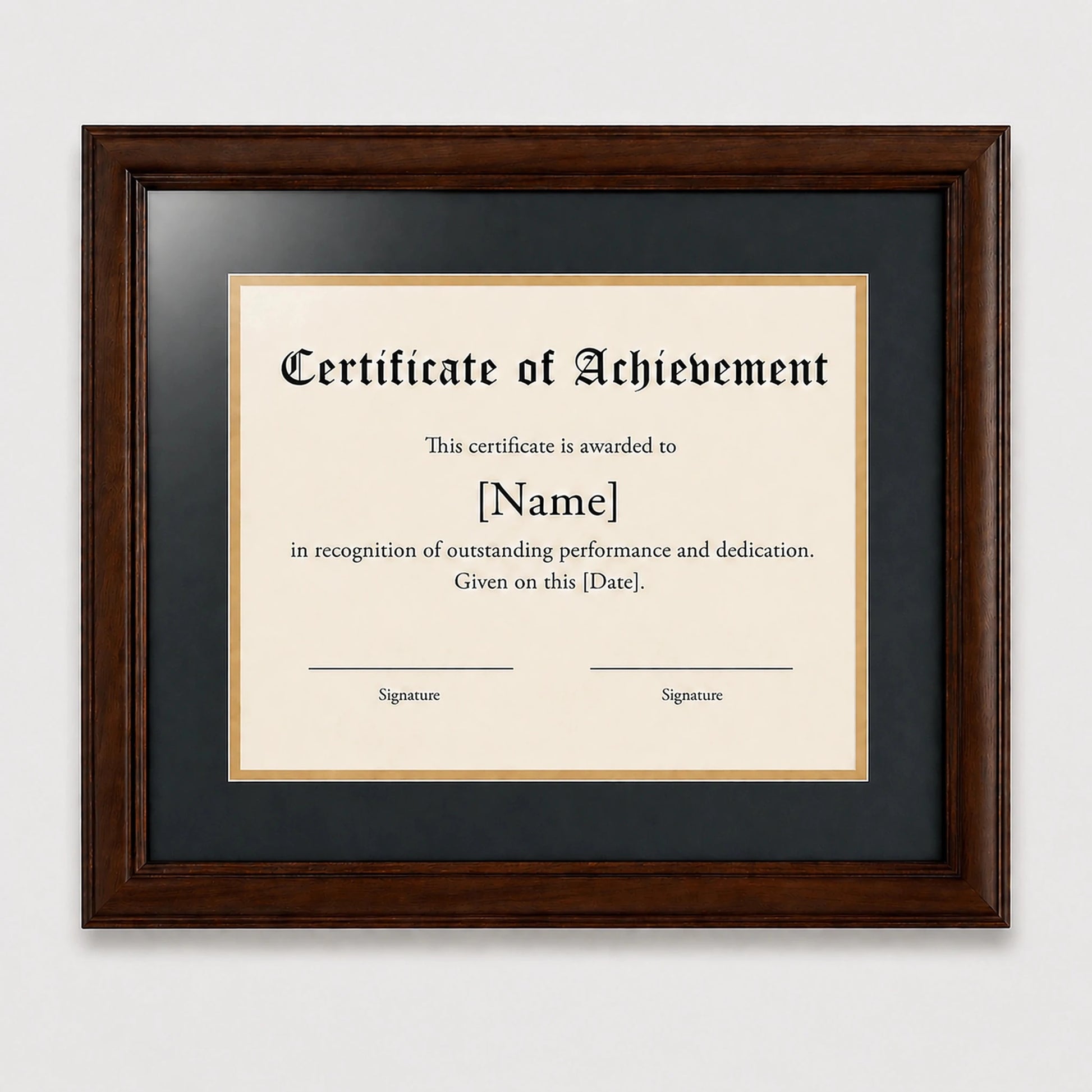 Premium frame product - Solid black walnut diploma frame with archival UV acrylic  - FrameCert
