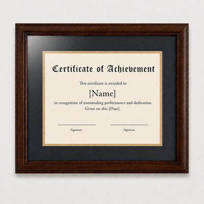 Premium frame product - Solid black walnut diploma frame with archival UV acrylic  - FrameCert