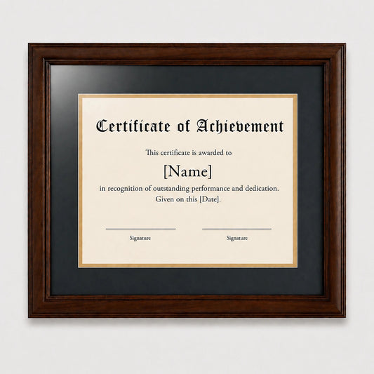 Premium frame product - Solid black walnut diploma frame with archival UV acrylic  - FrameCert