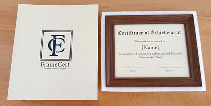 Premium frame product - Solid black walnut diploma frame with archival UV acrylic  - FrameCert