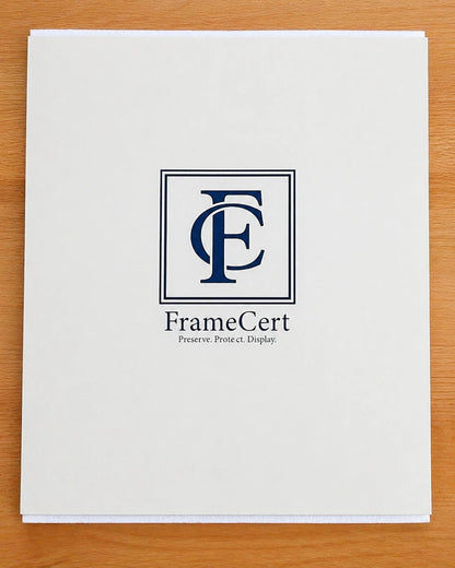 Premium frame product - Solid black walnut diploma frame with archival UV acrylic  - FrameCert