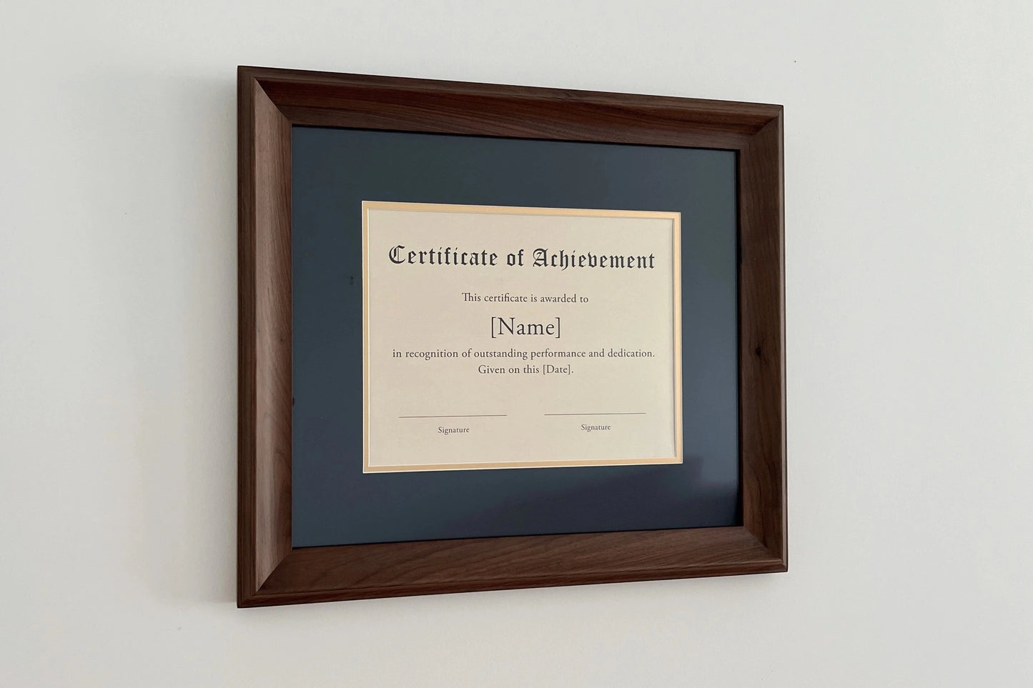 Premium frame product - Solid black walnut diploma frame with archival UV acrylic  - FrameCert