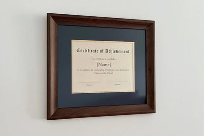 Premium frame product - Solid black walnut diploma frame with archival UV acrylic  - FrameCert